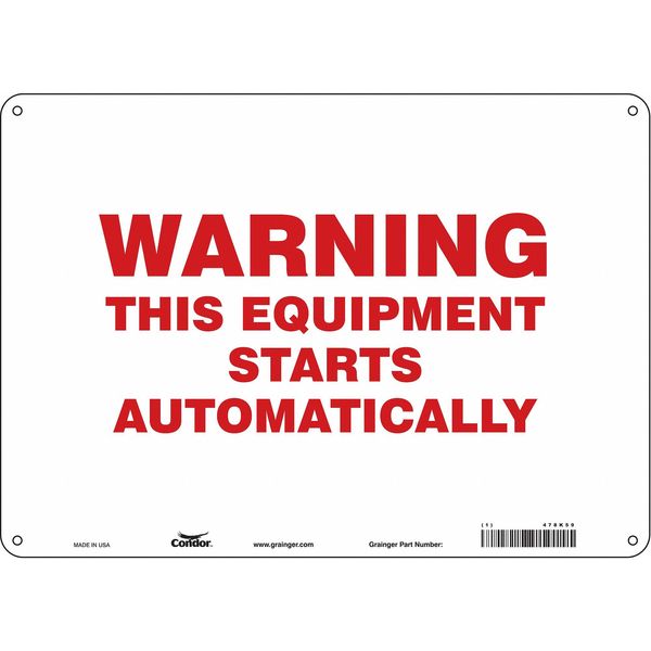 Safety Sign, 10 in Height, 14 in Width, Polyethylene, Horizontal Rectangle, English, 478K59