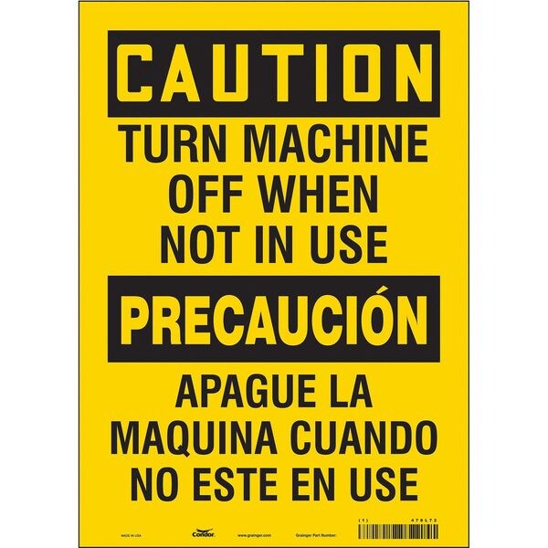 Safety Sign, 14 in Height, 10 in Width, Vinyl, Vertical Rectangle, English, Spanish, 478L72