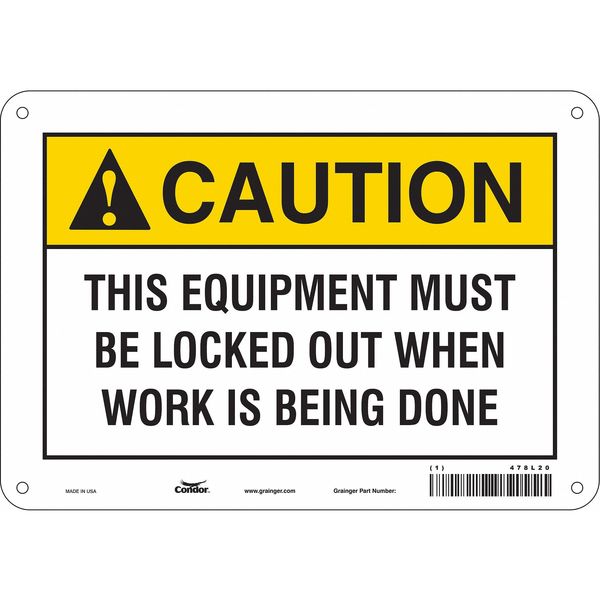 Safety Sign, 7 in Height, 10 in Width, Polyethylene, Vertical Rectangle, English, 478L20