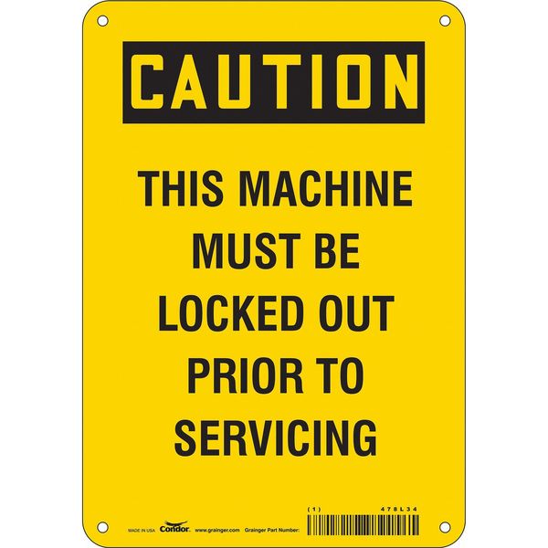 Safety Sign, 10 in Height, 7 in Width, Polyethylene, Horizontal Rectangle, English, 478L34