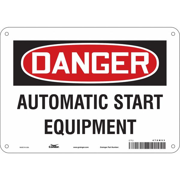 Safety Sign, 7 in Height, 10 in Width, Polyethylene, Vertical Rectangle, English, 478M93