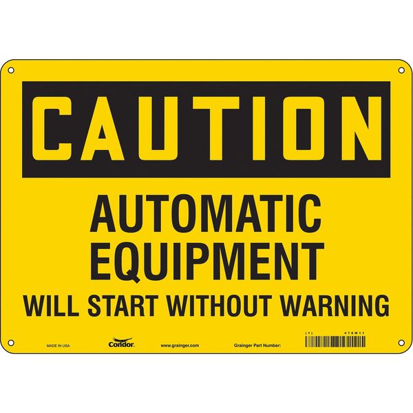 Safety Sign, 10 in Height, 14 in Width, Polyethylene, Horizontal Rectangle, English, 478M11