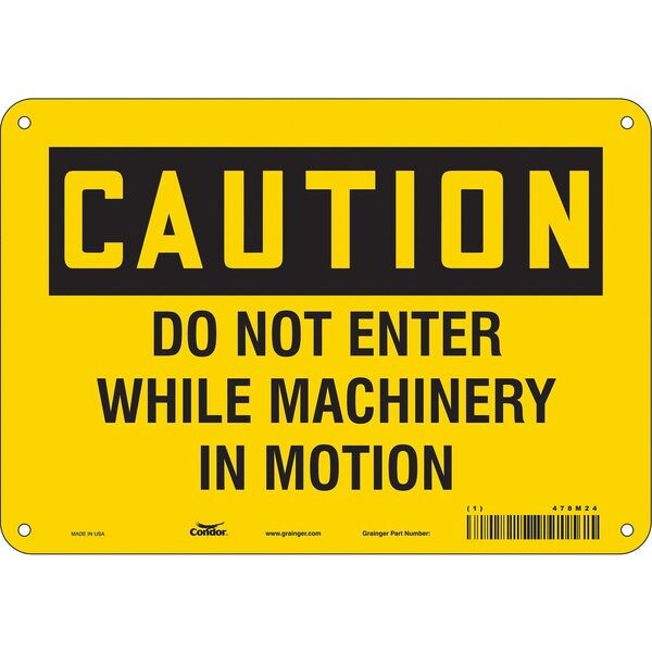 Safety Sign, 7 in Height, 10 in Width, Polyethylene, Vertical Rectangle, English, 478M24