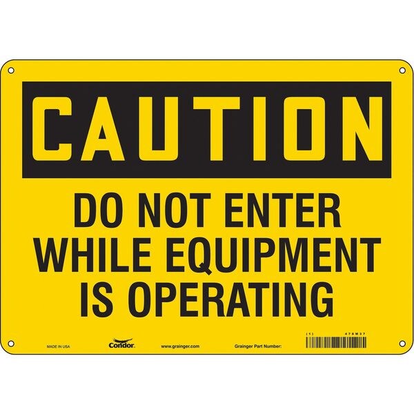 Safety Sign, 10 in Height, 14 in Width, Polyethylene, Horizontal Rectangle, English, 478M37