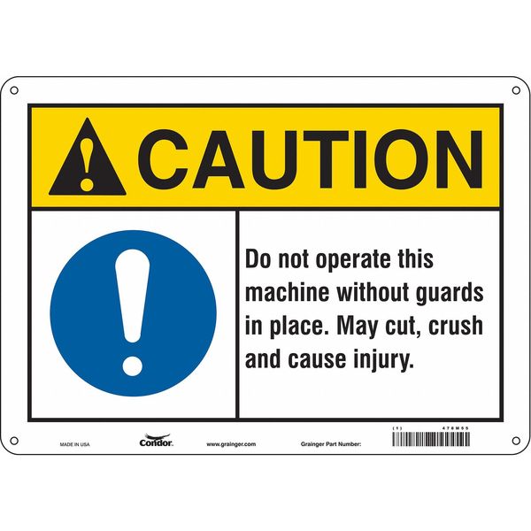 Safety Sign, 10 in Height, 14 in Width, Polyethylene, Horizontal Rectangle, English, 478M55