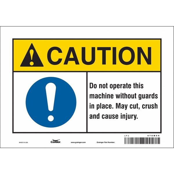 Safety Sign, 7 in Height, 10 in Width, Vinyl, Vertical Rectangle, English, 478M56