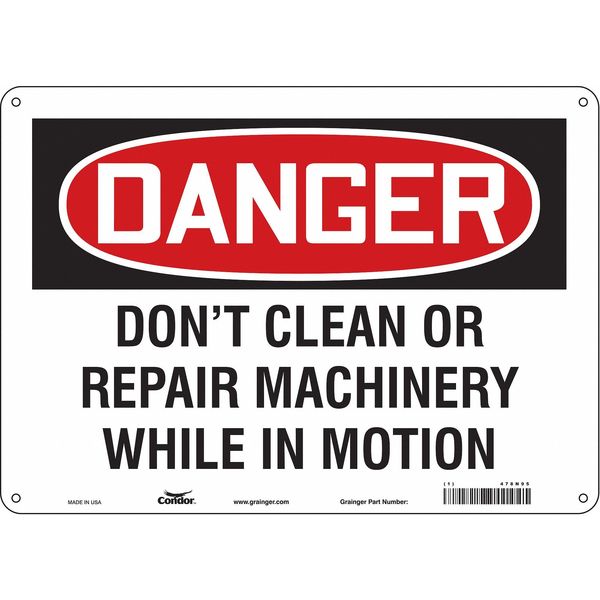Safety Sign, 10 in Height, 14 in Width, Polyethylene, Horizontal Rectangle, English, 478N95