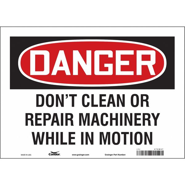 Safety Sign, 10 in Height, 14 in Width, Vinyl, Horizontal Rectangle, English, 478N97