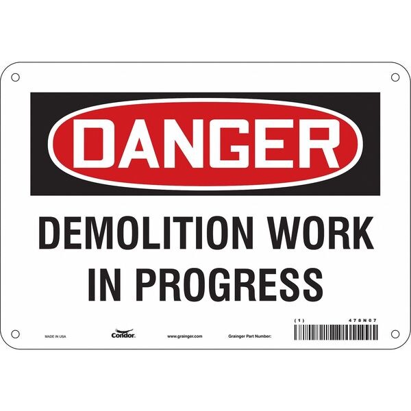 Safety Sign, 7 in Height, 10 in Width, Polyethylene, Vertical Rectangle, English, 478N07