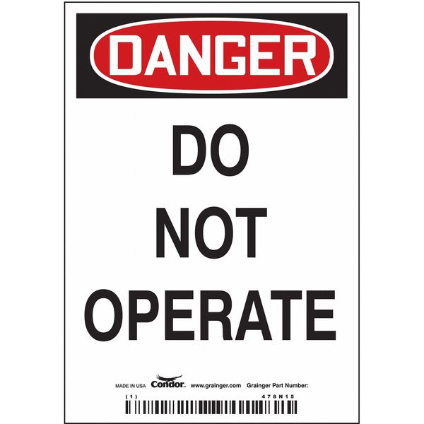 Safety Sign, 5 in Height, 3 1/2 in Width, Vinyl, Vertical Rectangle, English