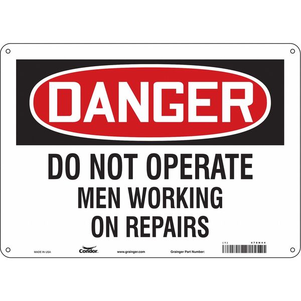Safety Sign, 10 in Height, 14 in Width, Polyethylene, Horizontal Rectangle, English, 478N44