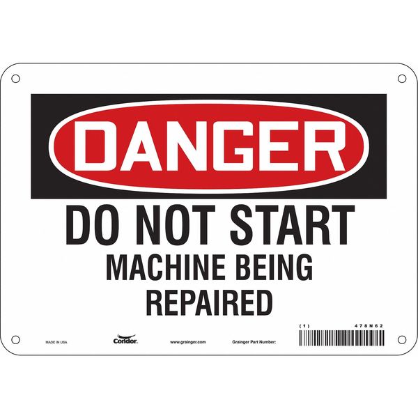 Safety Sign, 7 in Height, 10 in Width, Polyethylene, Vertical Rectangle, English, 478N62