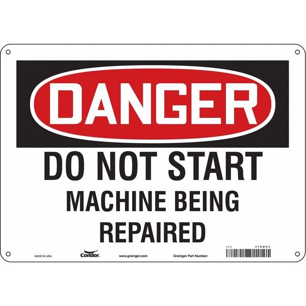 Safety Sign, 10 in Height, 14 in Width, Polyethylene, Horizontal Rectangle, English, 478N63