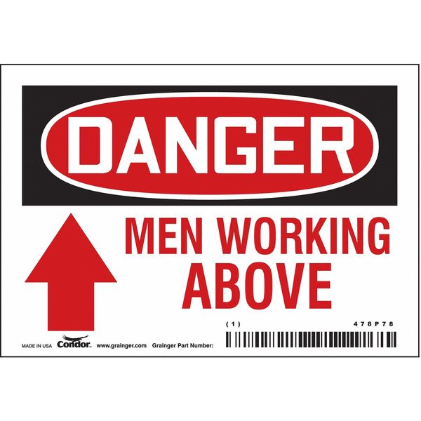 Safety Sign, 3 1/2 in Height, 5 in Width, Vinyl, Horizontal Rectangle, English, 478P78