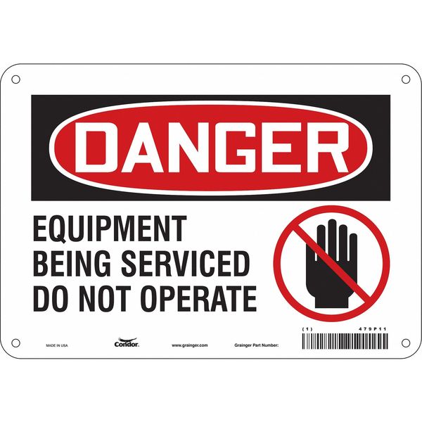 Safety Sign, 7 in Height, 10 in Width, Polyethylene, Vertical Rectangle, English, 478P11