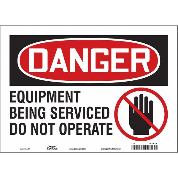 Safety Sign, 10 in Height, 14 in Width, Vinyl, Horizontal Rectangle, English, 478P14