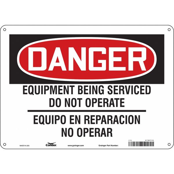 Safety Sign, 10 in Height, 14 in Width, Polyethylene, Horizontal Rectangle, English, Spanish, 478P18