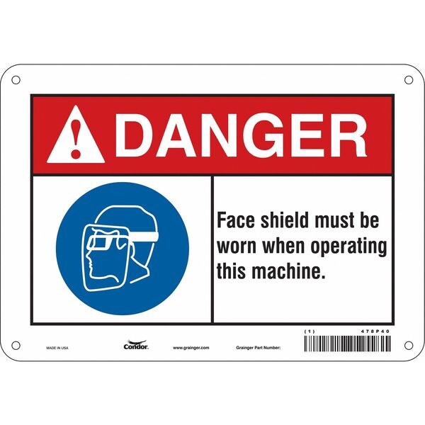 Safety Sign, 7 in Height, 10 in Width, Polyethylene, Vertical Rectangle, English, 478P40