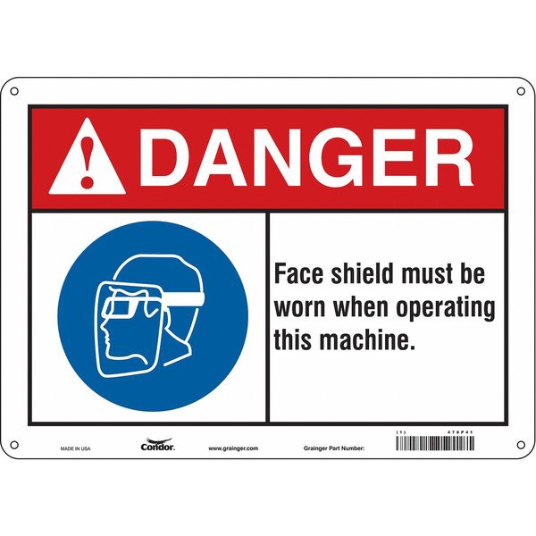 Safety Sign, 10 in Height, 14 in Width, Polyethylene, Horizontal Rectangle, English, 478P41