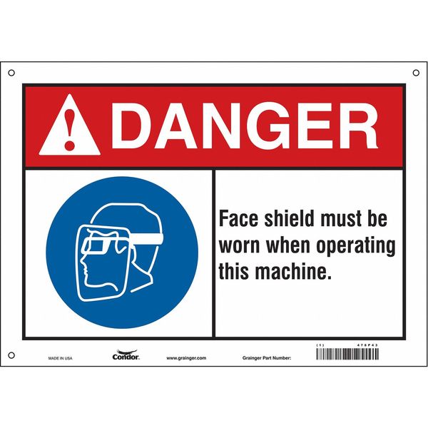 Safety Sign, 10 in Height, 14 in Width, Vinyl, Horizontal Rectangle, English, 478P43