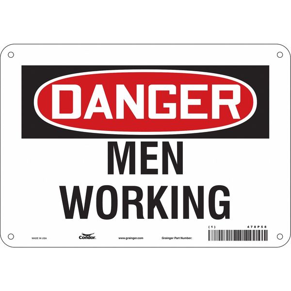 Safety Sign, 7 in Height, 10 in Width, Polyethylene, Vertical Rectangle, English, 478P58
