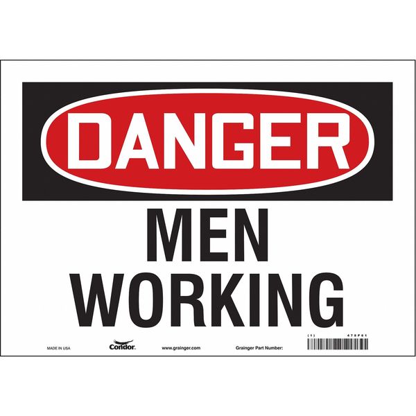 Safety Sign, 10 in Height, 14 in Width, Vinyl, Horizontal Rectangle, English, 478P61