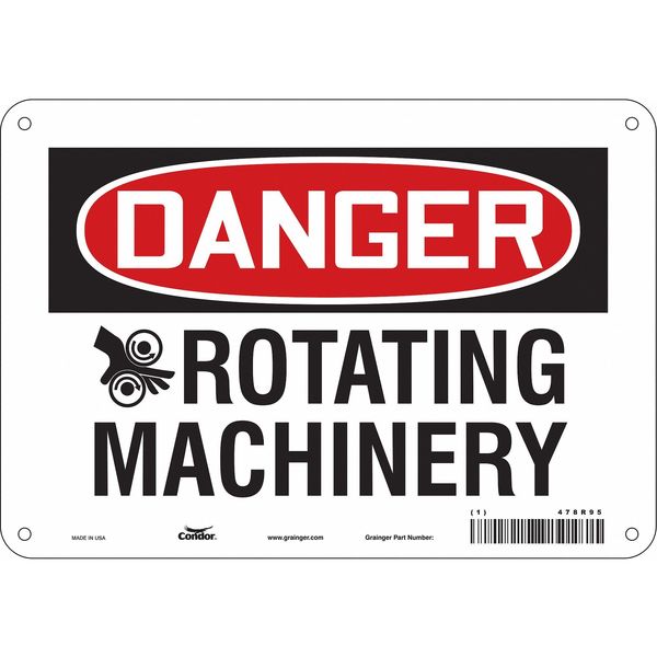 Safety Sign, 7 in Height, 10 in Width, Polyethylene, Vertical Rectangle, English, 478R95