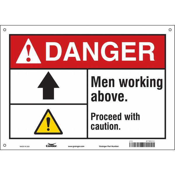 Safety Sign, 10 in Height, 14 in Width, Vinyl, Horizontal Rectangle, English, 478R13