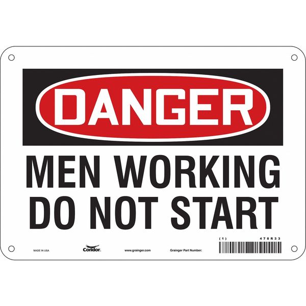 Safety Sign, 7 in Height, 10 in Width, Polyethylene, Vertical Rectangle, English, 478R33