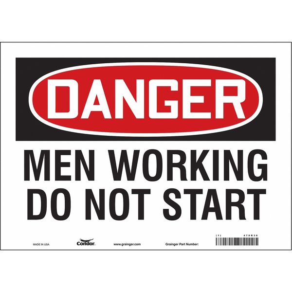 Safety Sign, 10 in Height, 14 in Width, Vinyl, Horizontal Rectangle, English, 478R36