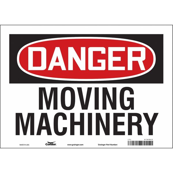Safety Sign, 10 in Height, 14 in Width, Vinyl, Horizontal Rectangle, English, 478R42