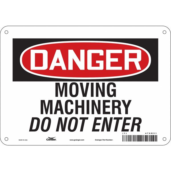 Safety Sign, 7 in Height, 10 in Width, Polyethylene, Vertical Rectangle, English, 478R51