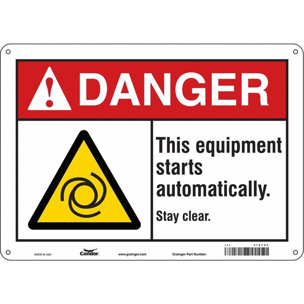 Safety Sign, 10 in Height, 14 in Width, Polyethylene, Horizontal Rectangle, English, 478T95