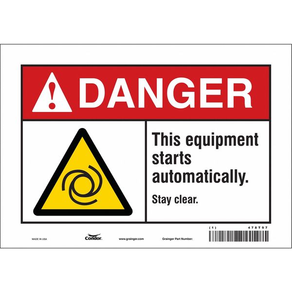 Safety Sign, 7 in Height, 10 in Width, Vinyl, Vertical Rectangle, English, 478T97