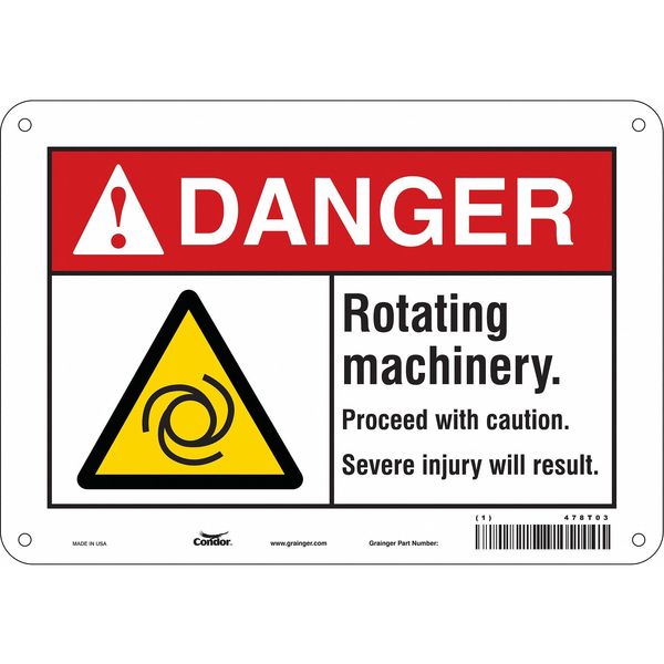 Safety Sign, 7 in Height, 10 in Width, Polyethylene, Vertical Rectangle, English, 478T03