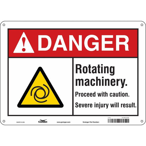 Safety Sign, 10 in Height, 14 in Width, Polyethylene, Horizontal Rectangle, English, 478T04