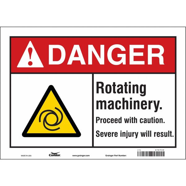 Safety Sign, 10 in Height, 14 in Width, Vinyl, Horizontal Rectangle, English, 478T06