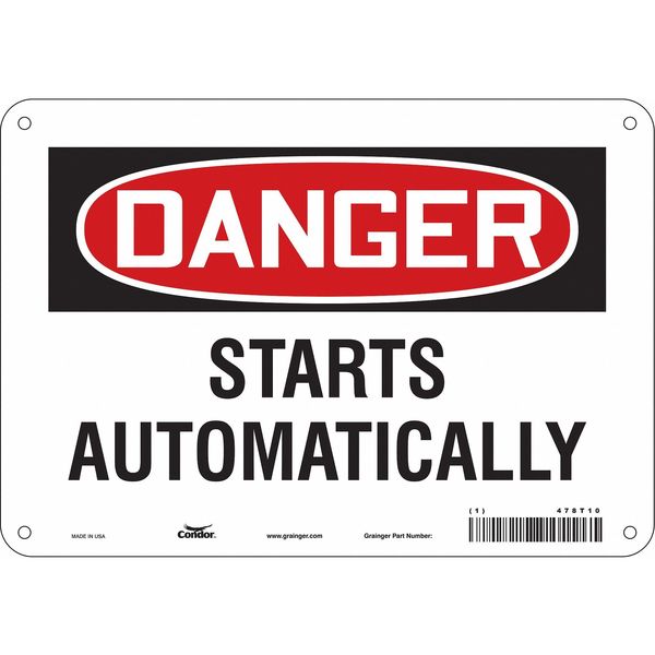Safety Sign, 7 in Height, 10 in Width, Polyethylene, Vertical Rectangle, English, 478T10