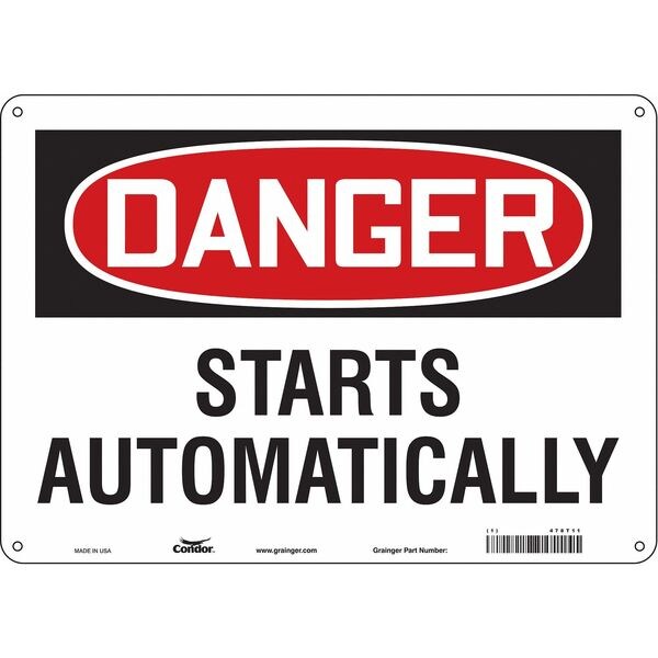 Safety Sign, 10 in Height, 14 in Width, Polyethylene, Horizontal Rectangle, English, 478T11