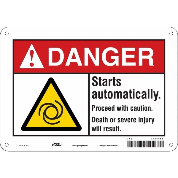 Safety Sign, 7 in Height, 10 in Width, Polyethylene, Vertical Rectangle, English, 478T25