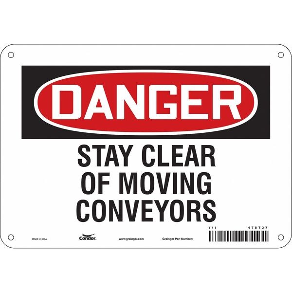 Safety Sign, 7 in Height, 10 in Width, Polyethylene, Vertical Rectangle, English, 478T37