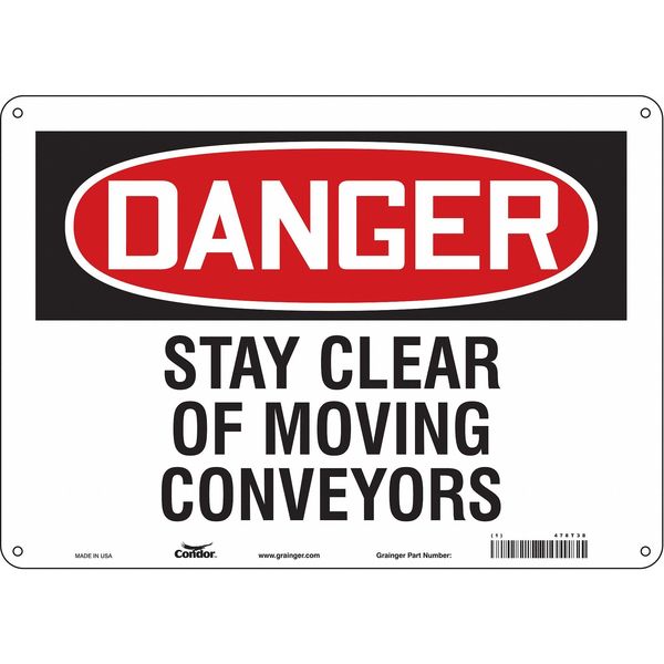 Safety Sign, 10 in Height, 14 in Width, Polyethylene, Horizontal Rectangle, English, 478T38