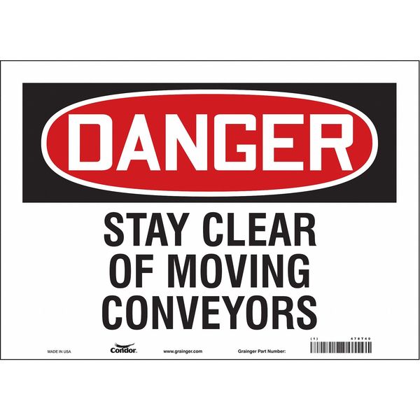 Safety Sign, 10 in Height, 14 in Width, Vinyl, Horizontal Rectangle, English, 478T40