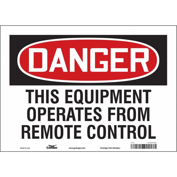 Safety Sign, 10 in Height, 14 in Width, Vinyl, Horizontal Rectangle, English, 478T53