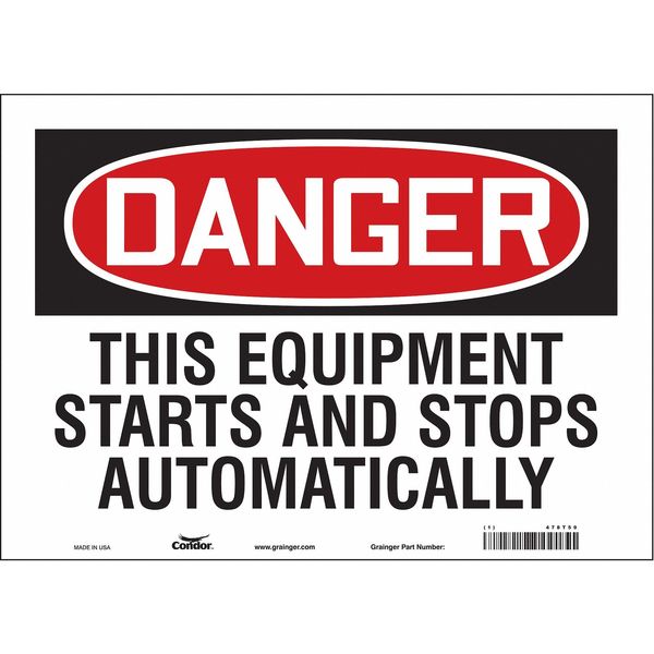 Safety Sign, 10 in Height, 14 in Width, Vinyl, Horizontal Rectangle, English, 478T59