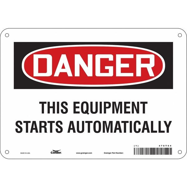 Safety Sign, 7 in Height, 10 in Width, Polyethylene, Vertical Rectangle, English, 478T64