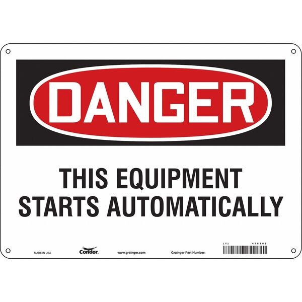 Safety Sign, 10 in Height, 14 in Width, Polyethylene, Horizontal Rectangle, English, 478T65