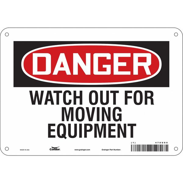 Safety Sign, 7 in Height, 10 in Width, Polyethylene, Vertical Rectangle, English, 478U80