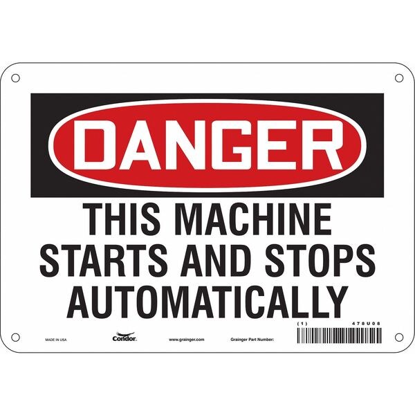 Safety Sign, 7 in Height, 10 in Width, Polyethylene, Vertical Rectangle, English, 478U08