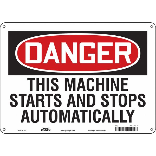 Safety Sign, 10 in Height, 14 in Width, Polyethylene, Horizontal Rectangle, English, 478U09